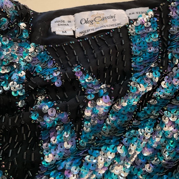 Rare Vintage Oleg Cassini Sequin & Beaded Party Top - Picture 6 of 6